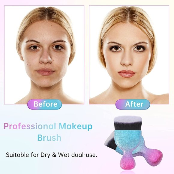 2 pcs. Kabuki Flat Top Foundation Brush, Powder Makeup Brush -Buffing, Stippling - Picture 6 of 7